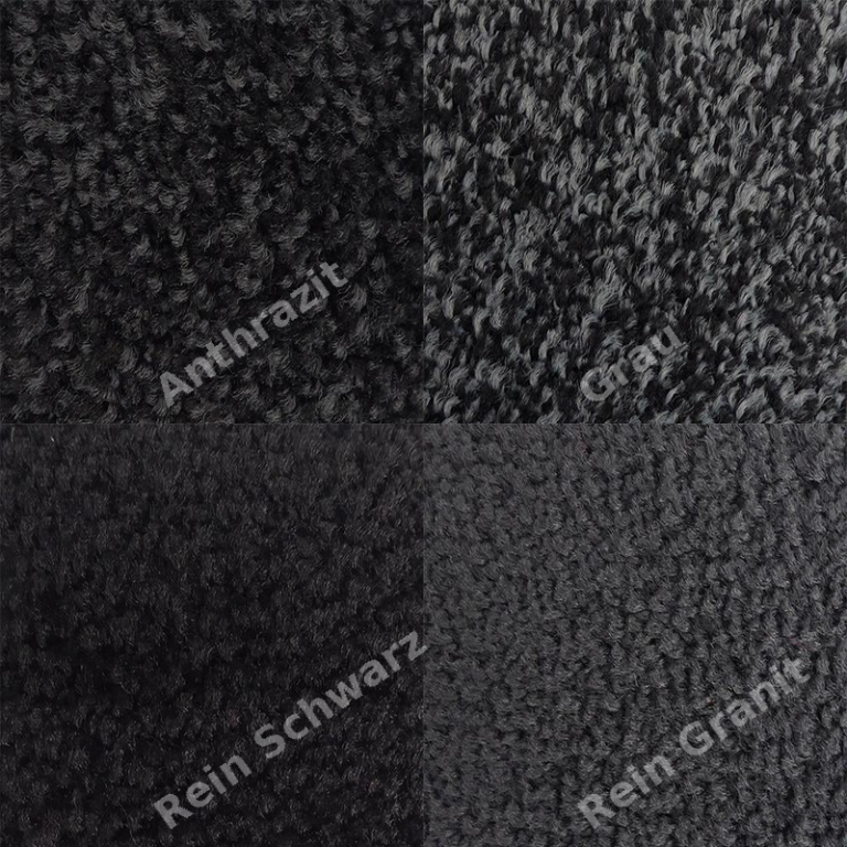 Drei verschiedene schwarze Texturen: Anthrazit, Grau und rein schwarz.